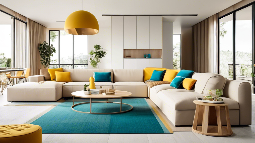 Stylish living room with a large rust-colored sectional sofa